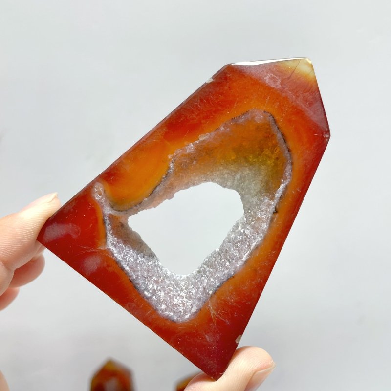 51 Pieces Carnelian Geode Druzy Four - sided Tower Points (Clearance) - Wholesale Crystals