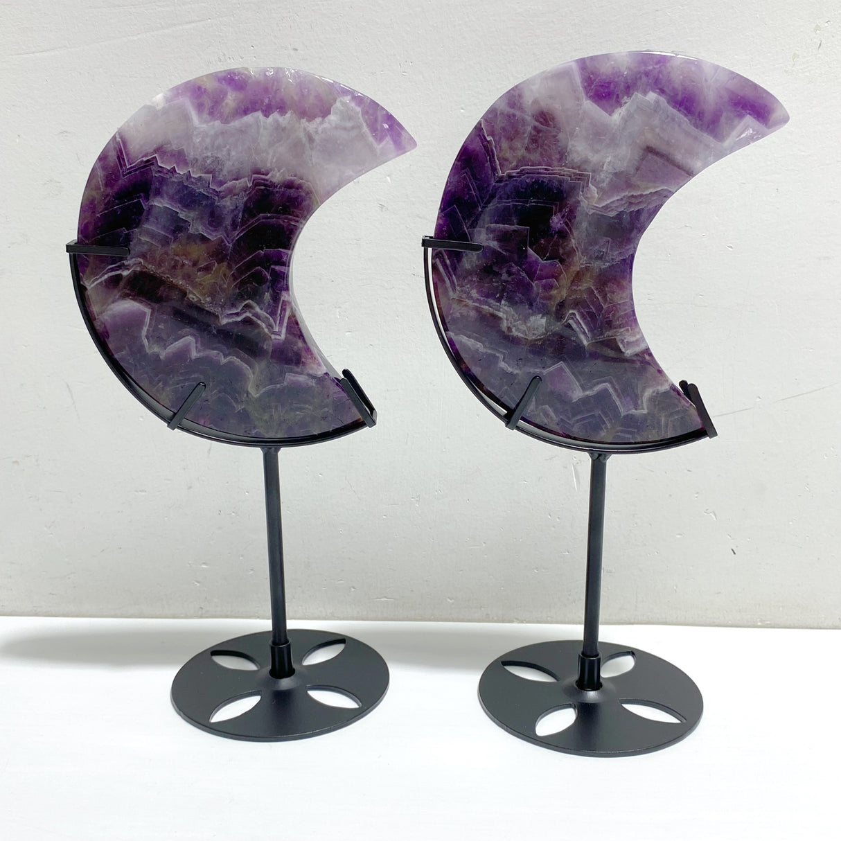 7 Pieces Chevron Amethyst Moon With Stand