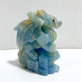 2 Pieces Blue Onyx Flying Dragon Castle Carving