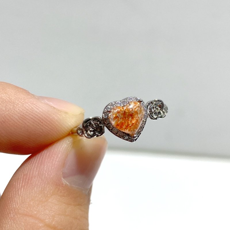 56 Pieces Beautiful Sunstone Heart Shape Ring 2 - Wholesale Crystals