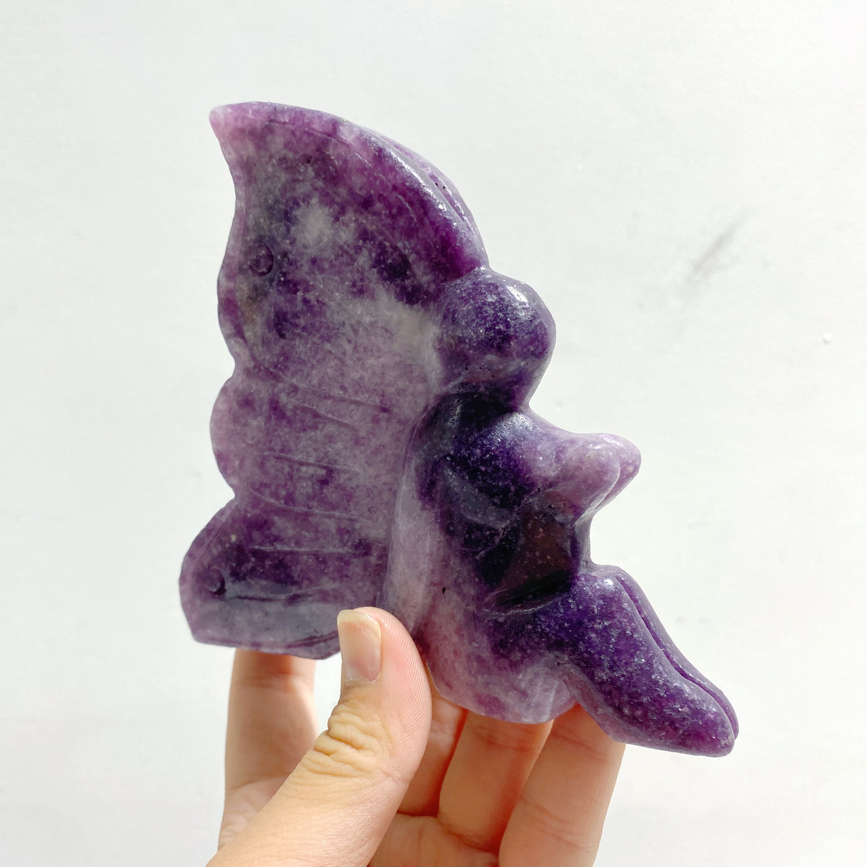 6 Pieces Deep Purple Lepidolite Butterfly Fairy Carving