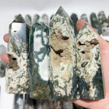 57 Pieces Fat Moss Agate Tower Points - Wholesale Crystals