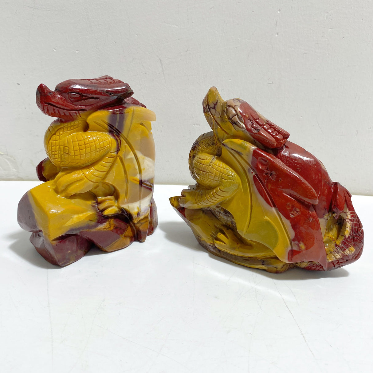 2 Pieces Mookaite Flying Dragon Castle Carving #1