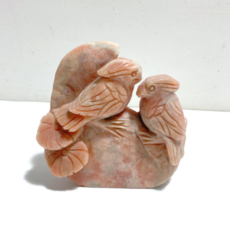 2 Pieces Cute Pink Opal Bird Carving