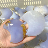 62 Pieces Blue Chalcedony Moon Carving (Sea Freight Only)