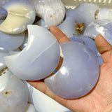 62 Pieces Blue Chalcedony Moon Carving (Sea Freight Only)