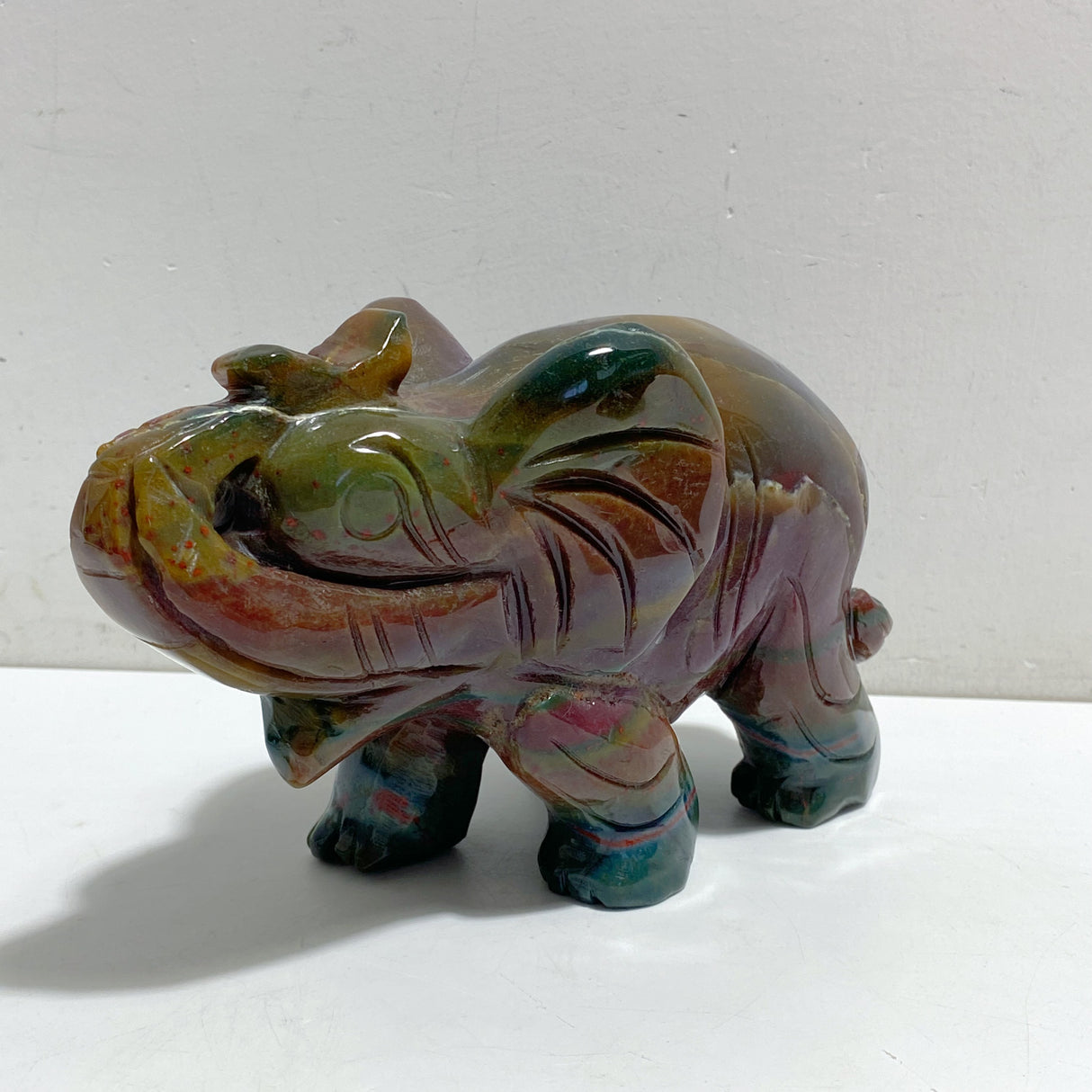 2 Pieces Large Ocean Jasper Elephant Carving