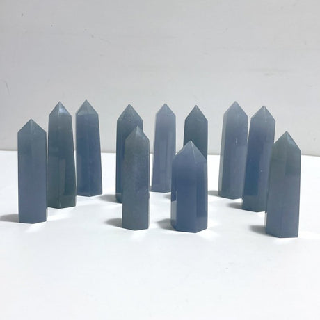 6 - 9CM Translucent Blue Angelite Tower Point Wholesale - Wholesale Crystals
