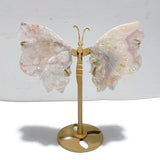 6 Pairs Sakura Flower Agate Butterfly Wing With Stand - Wholesale Crystals