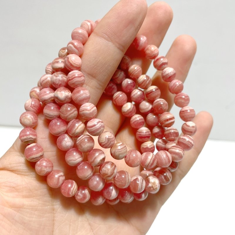 6 Pieces 7mm Rhodochrosite Bracelets - Wholesale Crystals