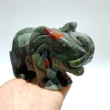 6 Pieces Africa Blood Stone Elephant Carving - Wholesale Crystals