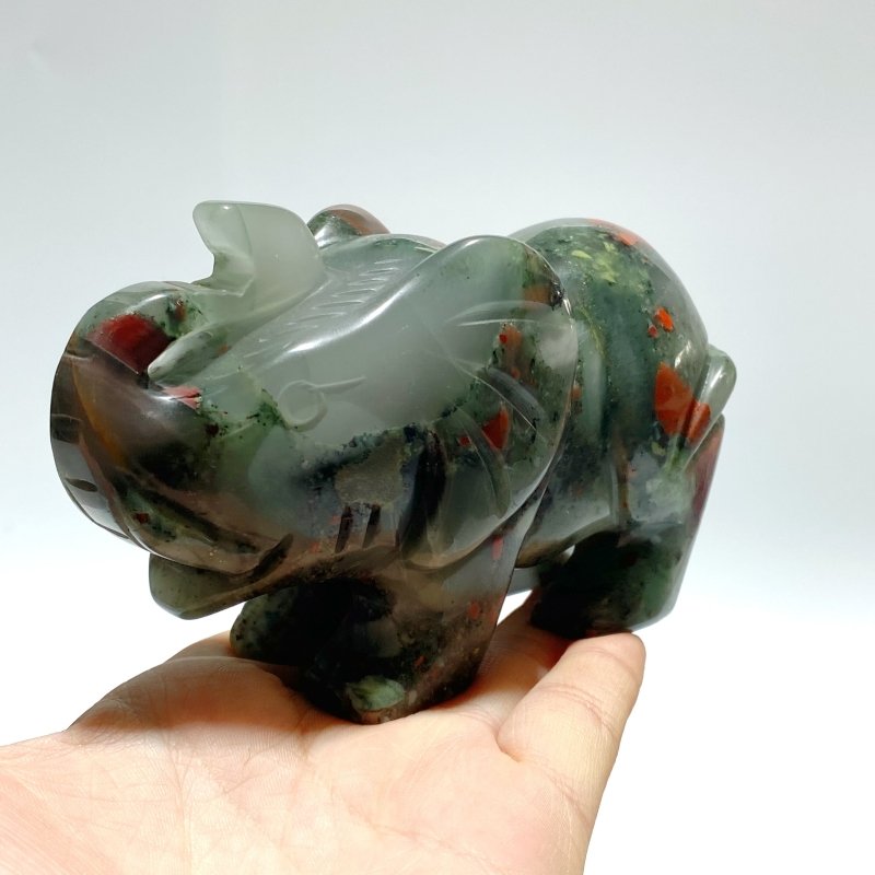 6 Pieces Africa Blood Stone Elephant Carving - Wholesale Crystals