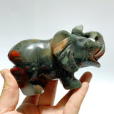 6 Pieces Africa Blood Stone Elephant Carving - Wholesale Crystals