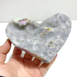 6 Pieces Aura Quartz Cluster Heart With Stand 1 - Wholesale Crystals