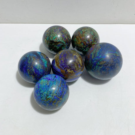 6 Pieces Azurite Mixed Malachite Spheres 2 -Wholesale Crystals