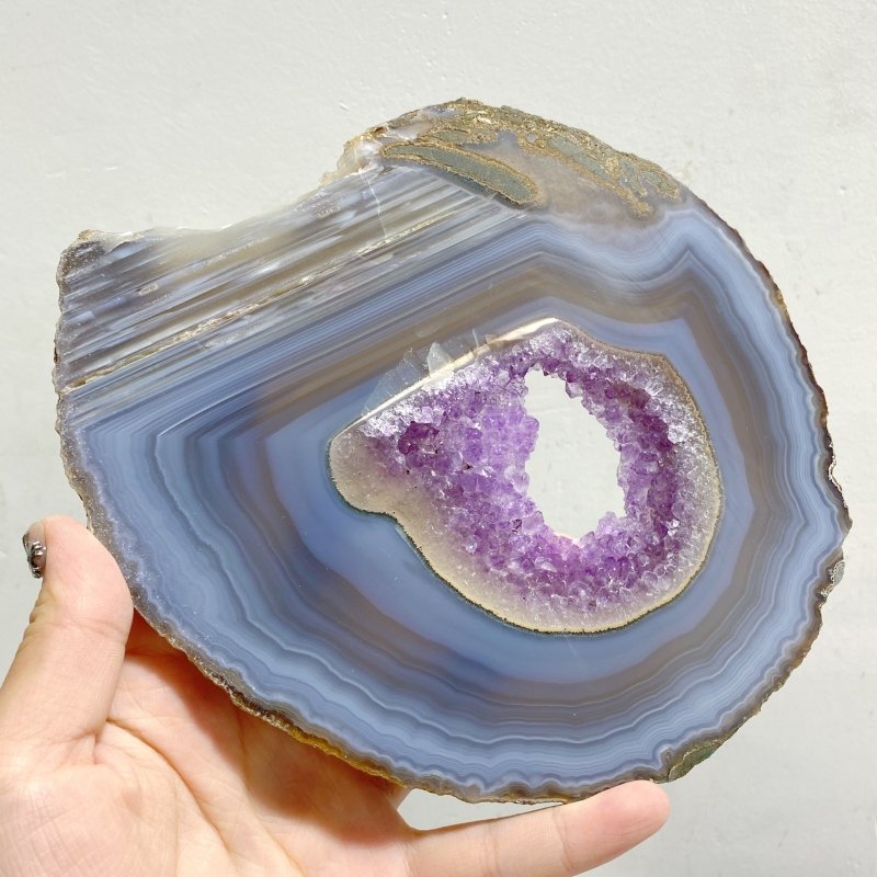 6 Pieces Beautiful Large Amethyst Mixed Geode Druzy Agate Slabs -Wholesale Crystals