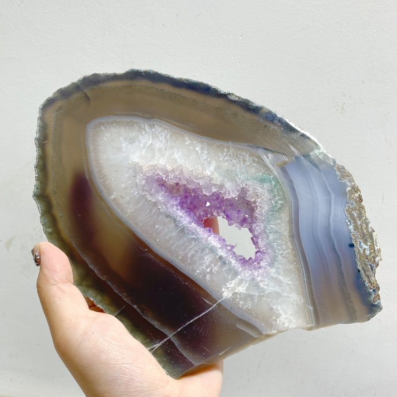 6 Pieces Beautiful Large Amethyst Mixed Geode Druzy Agate Slabs -Wholesale Crystals