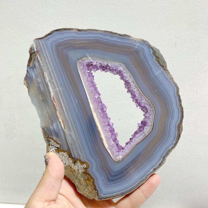 6 Pieces Beautiful Large Geode Amethyst Mixed Agate Slabs -Wholesale Crystals