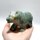 6 Pieces Beautiful Moss Agate Bear Carving - Wholesale Crystals