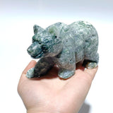 6 Pieces Beautiful Moss Agate Bear Carving - Wholesale Crystals