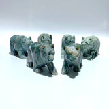 6 Pieces Beautiful Moss Agate Bear Carving - Wholesale Crystals