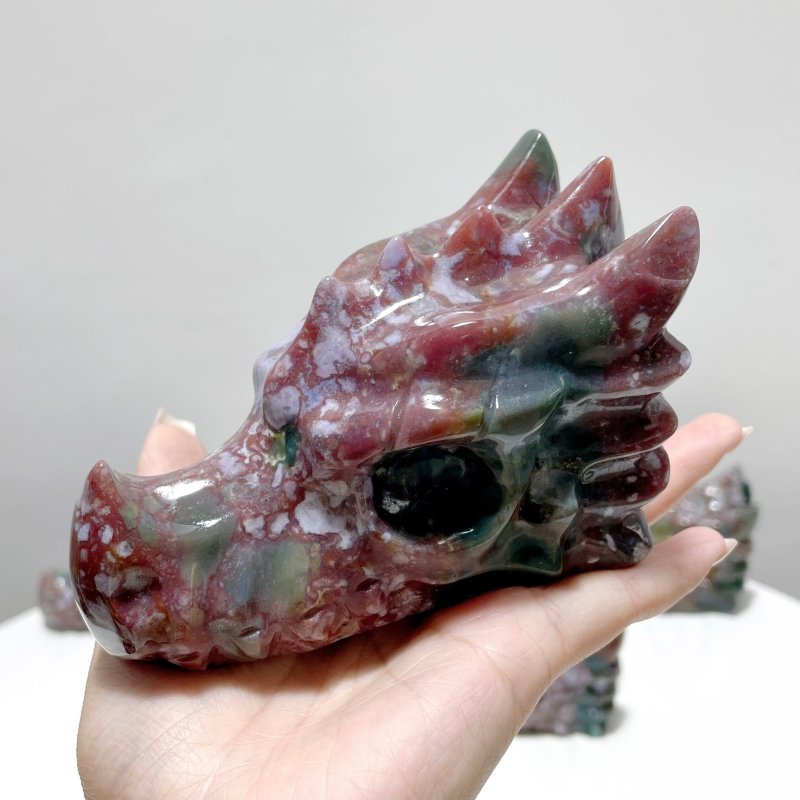 6 Pieces Beautiful Ocean Jasper Dragon Head Carving - Wholesale Crystals