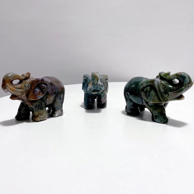 6 Pieces Beautiful Ocean Jasper Elephant Carving - Wholesale Crystals