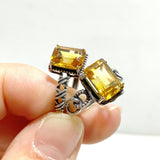 6 Pieces Citrine Sugar Cube 925 Silver Ring Different Styles - Wholesale Crystals