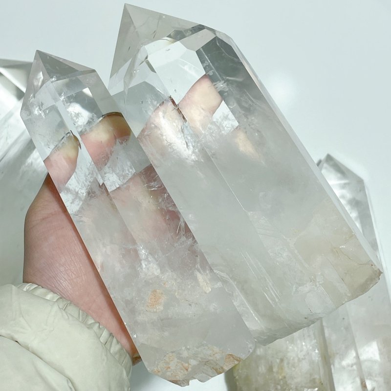 6 Pieces Clear Quartz Large Points Raw Bottom - Wholesale Crystals