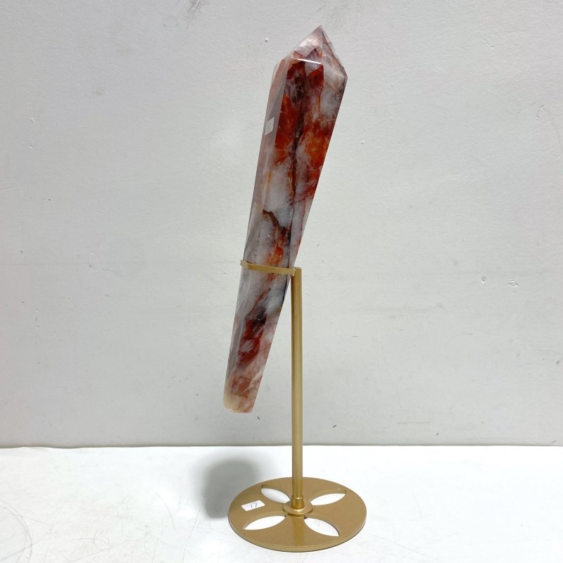 6 Pieces Fire Quartz Magic Scepter Wand With Stand - Wholesale Crystals