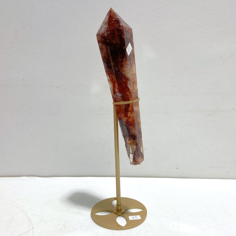 6 Pieces Fire Quartz Point Magic Scepter Wand With Stand - Wholesale Crystals