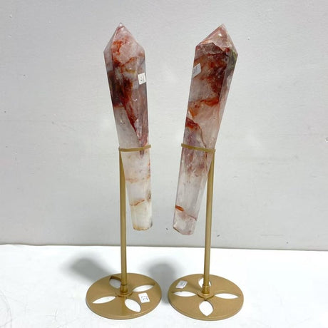 6 Pieces Fire Quartz Point Magic Scepter Wand With Stand - Wholesale Crystals