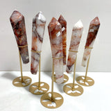 6 Pieces Fire Quartz Point Magic Scepter Wand With Stand - Wholesale Crystals