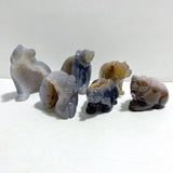 6 Pieces Geode Druzy Agate Bear Carving - Wholesale Crystals