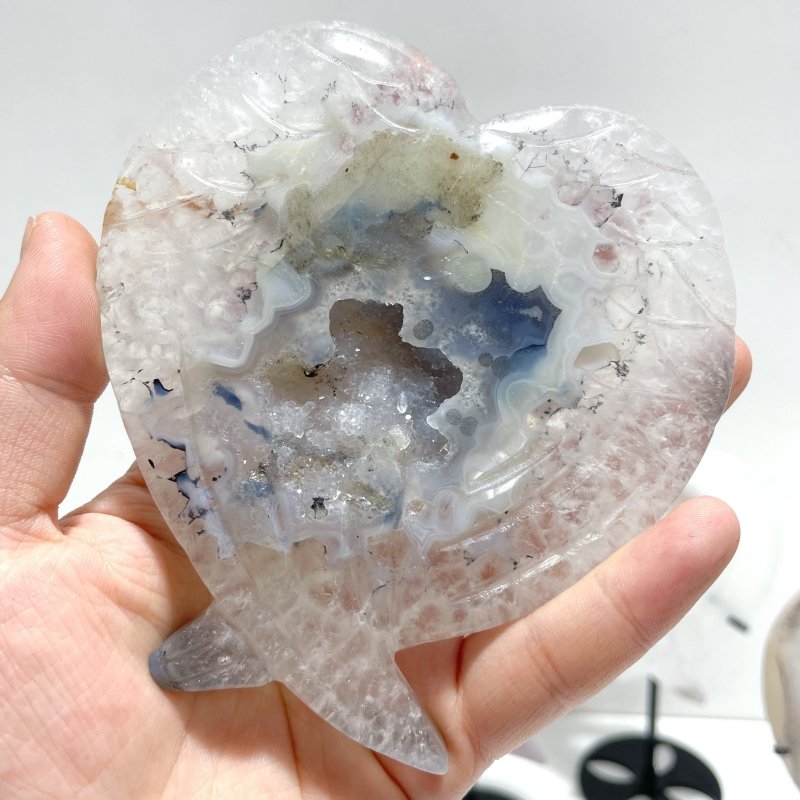 6 Pieces Geode Druzy Agate Fish Carving With Stand - Wholesale Crystals