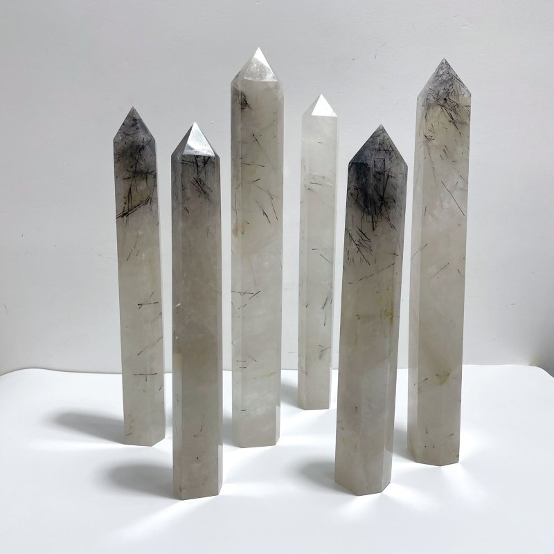 6 Pieces Large Black Tourmaline Crystal Tower - Wholesale Crystals