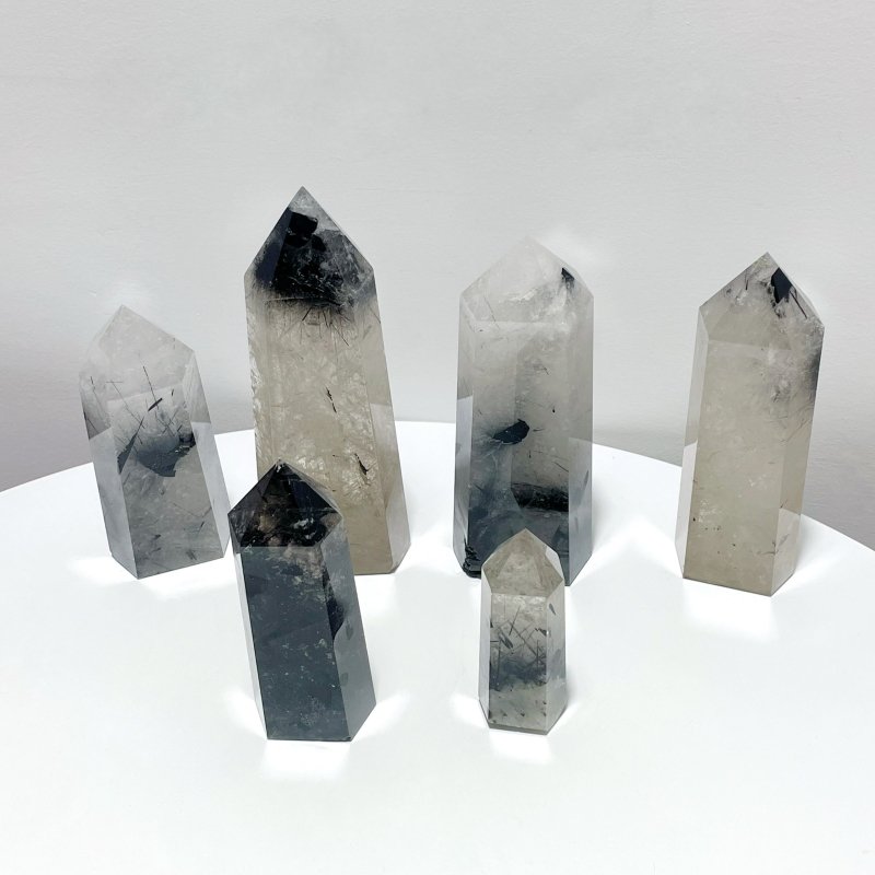 6 Pieces Large Black Tourmaline Tower - Wholesale Crystals