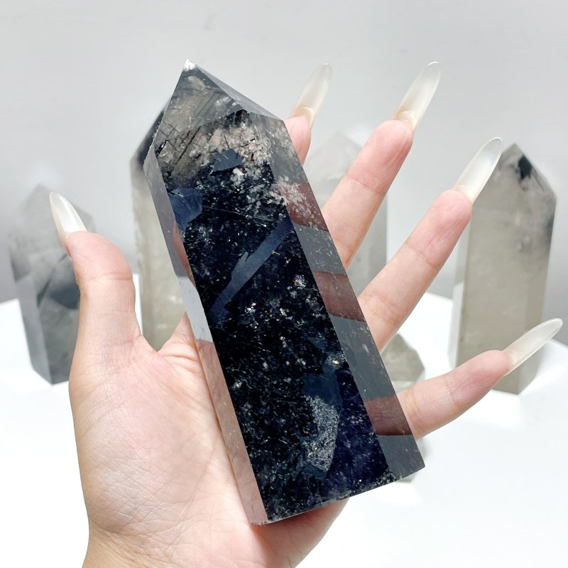 6 Pieces Large Black Tourmaline Tower - Wholesale Crystals