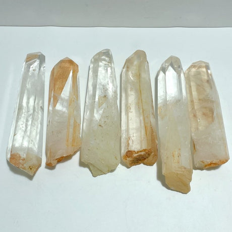 6 Pieces Large Clear Quartz Point Raw Bottom - Wholesale Crystals