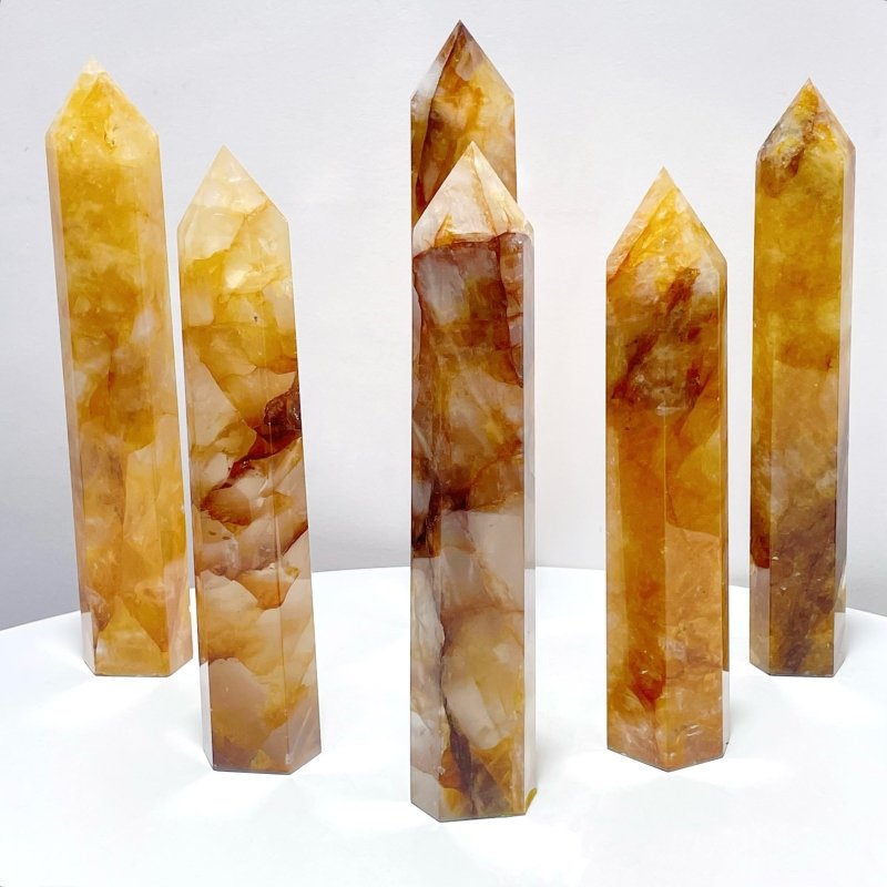 6 Pieces Large Golden Hematoid Tower - Wholesale Crystals