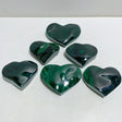 6 Pieces Large Malachite Heart Raw Bottom -Wholesale Crystals