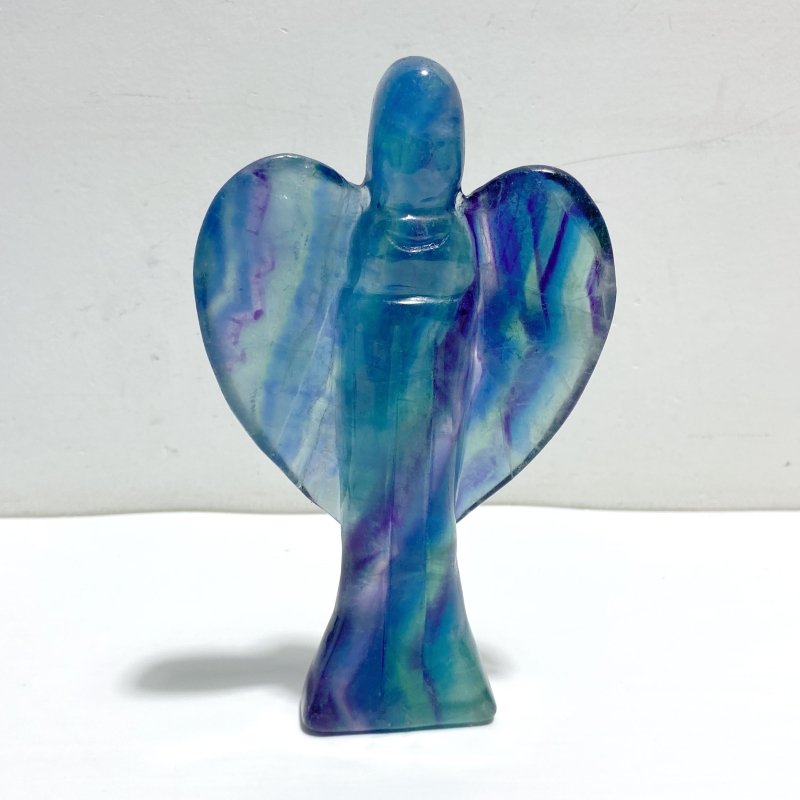 6 Pieces Large Rainbow Fluorite Angel Carving - Wholesale Crystals