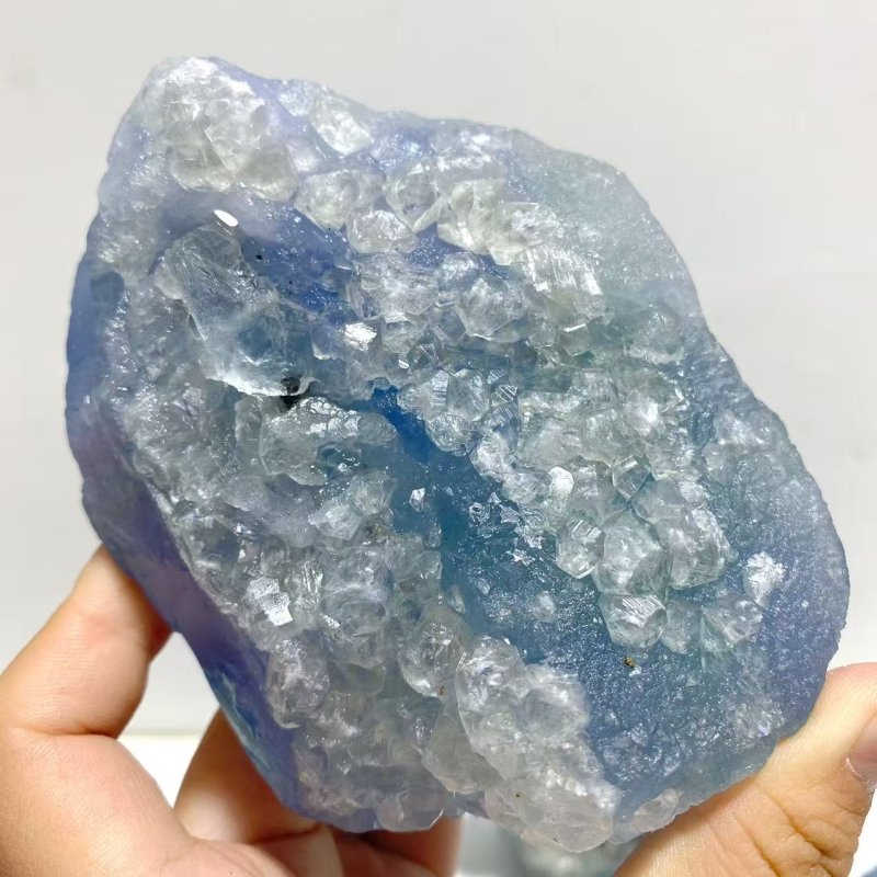 6 Pieces Large Raw Blue Fluorite Mixed Calcite Specimen - Wholesale Crystals