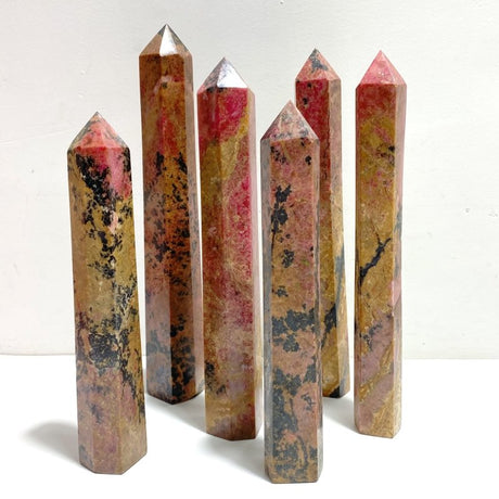 6 Pieces Large Rhodonite Points - Wholesale Crystals