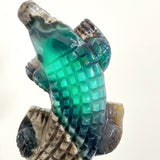 6 Pieces Large Volcanic Agate Crocodile Carving(UV - Reactive) - Wholesale Crystals