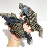 6 Pieces Large Volcano Agate Crocodile Carving(UV - Reactive) - Wholesale Crystals