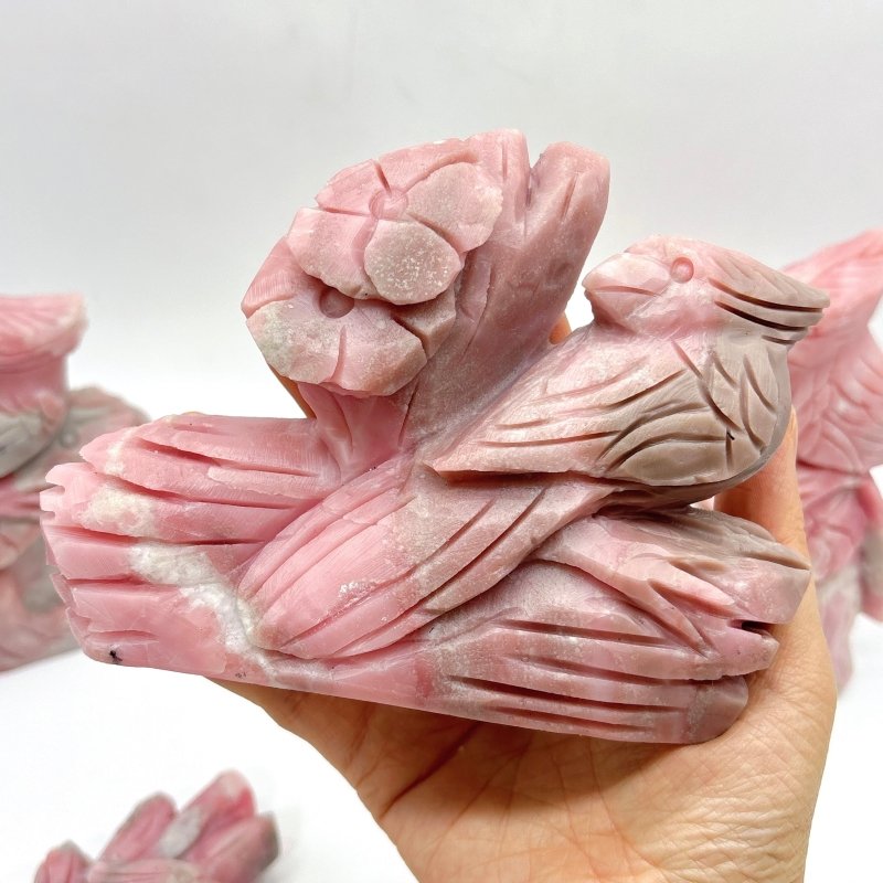 6 Pieces Pink Opal Bird Carving -Wholesale Crystals