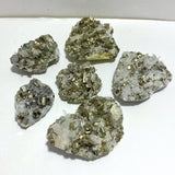 6 Pieces Pyrite Mixed Clear Quartz Cluster Specimen For Collection - Wholesale Crystals