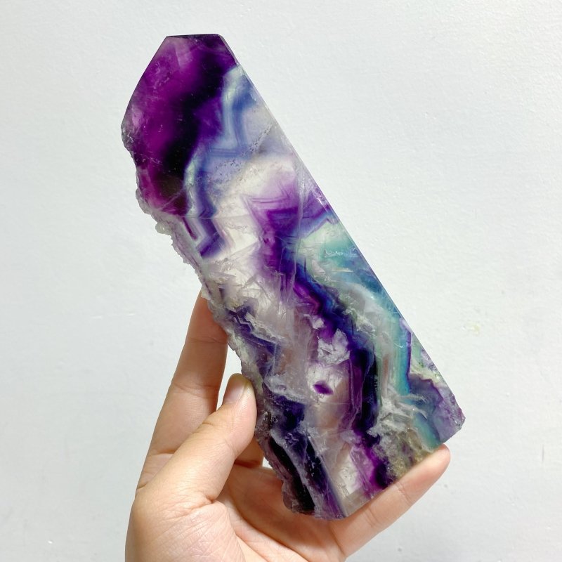 6 Pieces Rainbow Fluorite Raw Side Tower - Wholesale Crystals