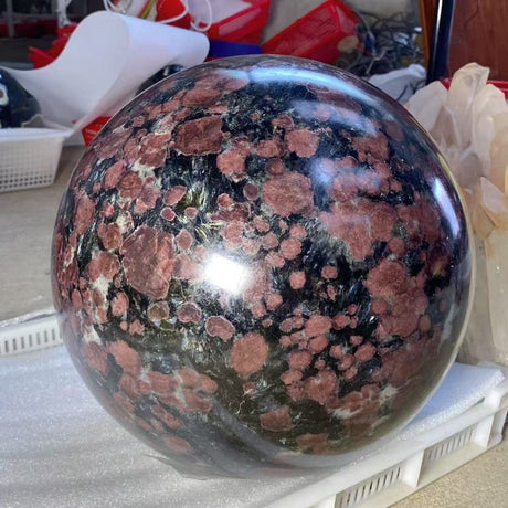 60.6KG Large Garnet Mixed Astrophyllite Sphere (Sea Freight Only) -Wholesale Crystals